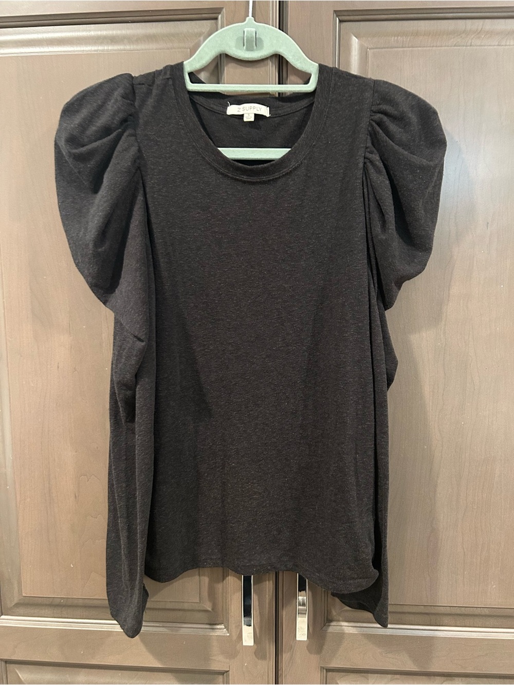 Z Supply Alyce Slub Long Sleeve Top in Charcoal Gray, Size S